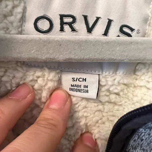 Orvis Men's Fleece Sherpa Lined Quarter Zip Pullover Sweater - Picture 8 of 10